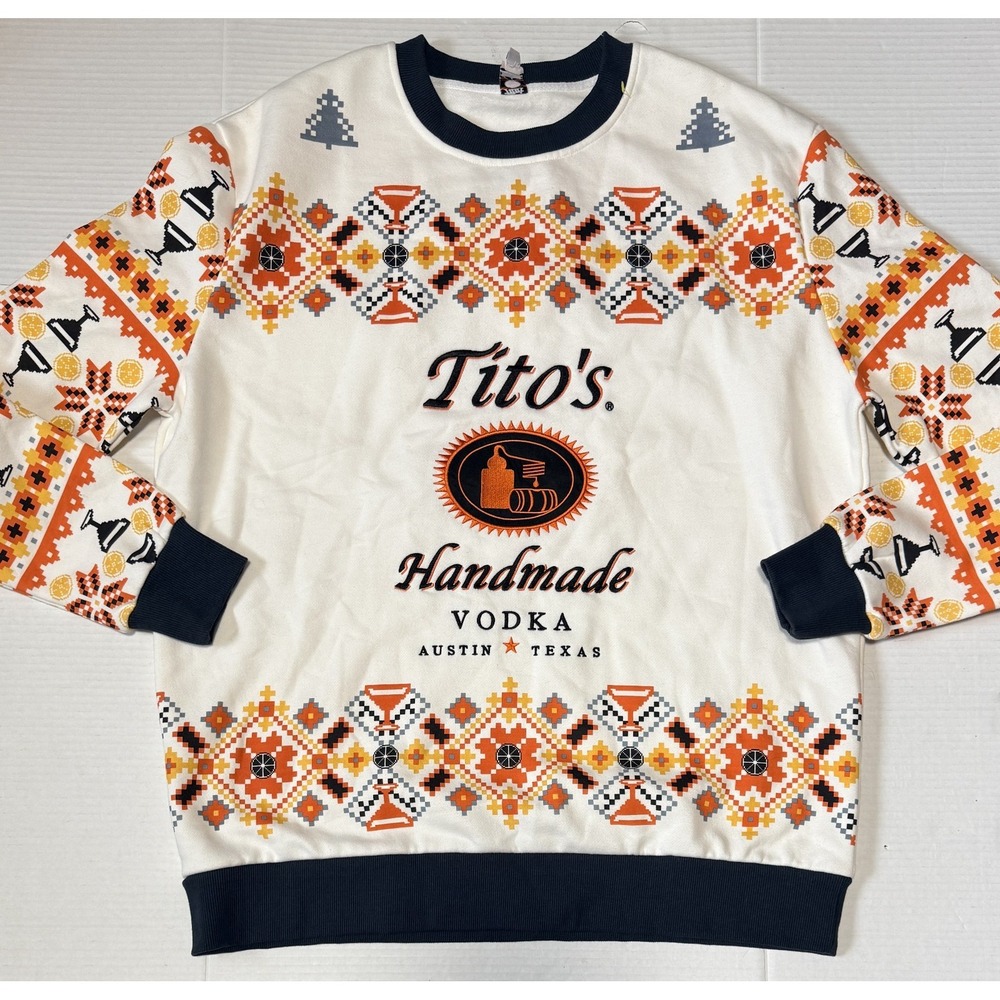 TITO'S Handmade Vodka Sweatshirt -Mens Austin Texas Christmas Crewneck - X-Large